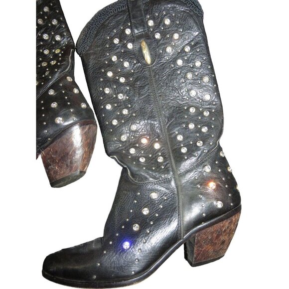 Buttero Italian Leather Rhinestone Embellished Western cowboy boots sz 37 US 7 - Picture 9 of 16